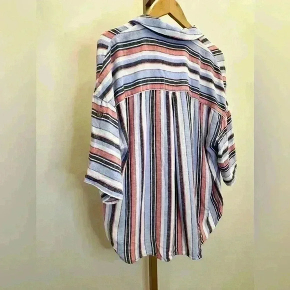 Women’s LAUNDRY by Shelli Segal Button Front Shirt in Blue Multi Stripe - Picture 11 of 13